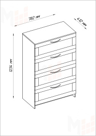 Комод Сириус 4 ящика белый