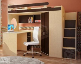 Кровать-чердак Фанки Кидз 3/1 + письменный стол 13/1СВ