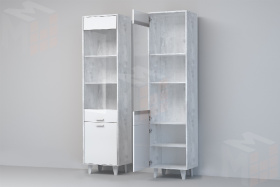 Пенал ПС-1 Эго на ножках Бетон Светлый/Белый Глянец