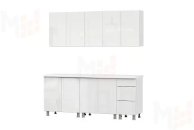 Кухонный гарнитур Модерн New (2,0м) (МДФ) (без столешниц) Белый 