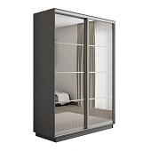 Шкаф-купе Оптим 2-х дверный 4 секции Зеркало 140 см. 1 штанга, 7 полок