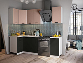 Кухня угловая Техно New 1,1*1,8 Пудра софт/Графит софт