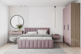 Мягкая кровать Лана 1,8 с подъемным механизмом (пудра велюр)