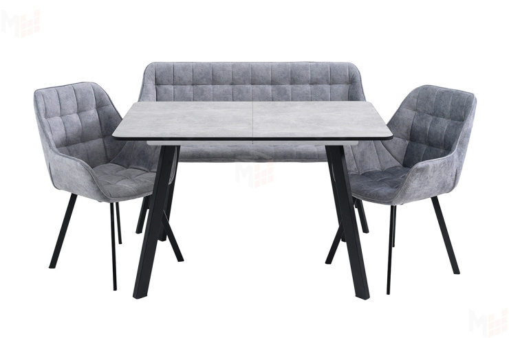 Комплект «Белладжо» диван+2 стула+стол №6 Ателье светлое серый