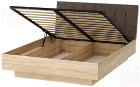 Кровать КРС-1600 СОНАТА с подъёмным механизмом Дуб Сонома - велюр JAVA