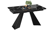 Стол обеденный Гермес Черный муар, Стекло глянцевое черный мрамор Стол обеденный Гермес Черный муар, Стекло глянцевое черный мрамор