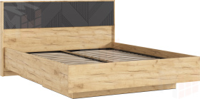 Ирис Кровать парящая 1,6м (ортопед дерево) с подсветкой (Браш Графит/Дуб Крафт, Дуб Крафт)