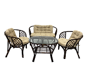 Комплект Багама с диваном с простыми  подушками и овальным столом