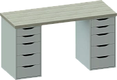 Стол письменный Ингар 2/55   дуб беленый / белый