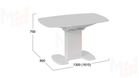 Стол обеденный Портофино - СМ(ТД)-105.02.11(1) Белый глянец, Стекло белое