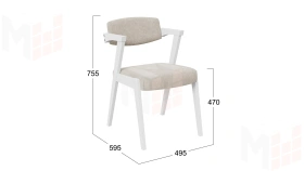 Стул Гонконг 2 - N-242 Белый матовый, тк. №208 Велюр Jercy cream