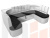 П-образный диван Тефида (Черный\Белый)