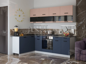 Кухня угловая Техно New 1,6*2,4 комп №4 Пудра софт/Ультрамарин софт