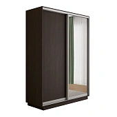 Шкаф-купе Оптим 2-х дверный 1 секция (ЛДСП, Зеркало) 140 см. 1 штанга, 6 полок, 2 ящика