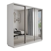 Шкаф-купе Оптим 3-х дверный  1 секция (Зеркало) 210 см. 1 штанга, 11 полок
