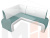 Кухонный угловой диван Кармен левый угол (Бирюзовый\Белый)