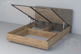 Кровать 031 Эго Дуб Крафт Золотой/Камень Темный (ЛДСП) ПМ 1600х2000