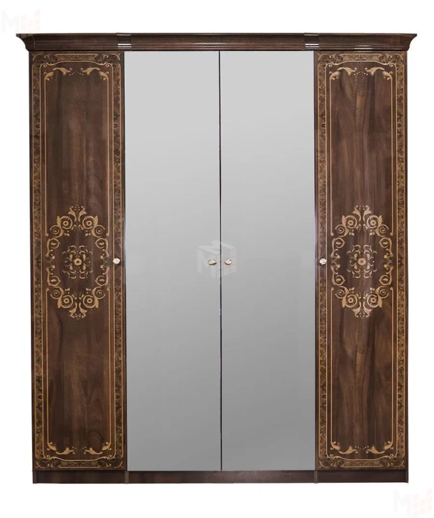 Шкаф Патрисия 4-дверный (1+2+1) с зеркалом караваджо глянец