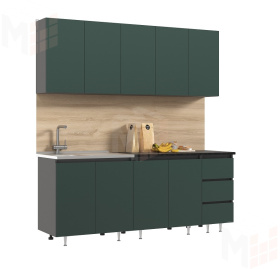 Кухонный гарнитур Челси 2,0 (графит/изумрудный, кастилло темный)