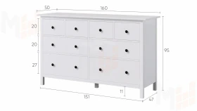 Комод КЫМОР 8 ящиков белый