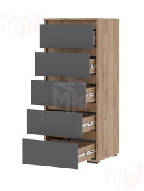 Комод Хелен КМ 03 502 5 ящиков дуб крафт золото - серый графит