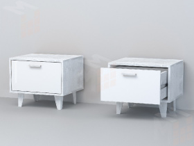 Тумба Т-5 Эго на ножках  Бетон Светлый/Белый Глянец