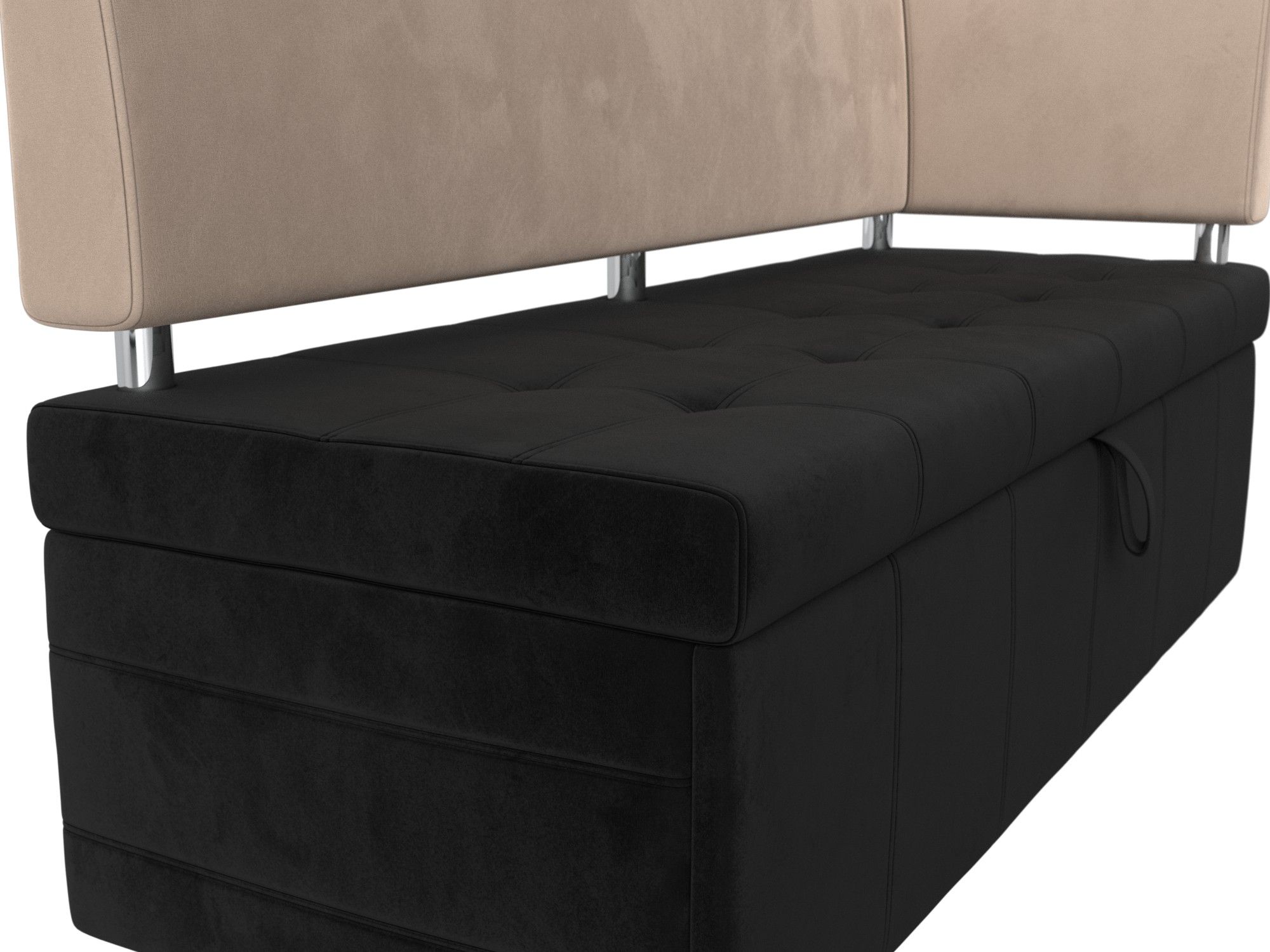 Кухонный прямой диван Стоун с углом правый (Черный\Бежевый)