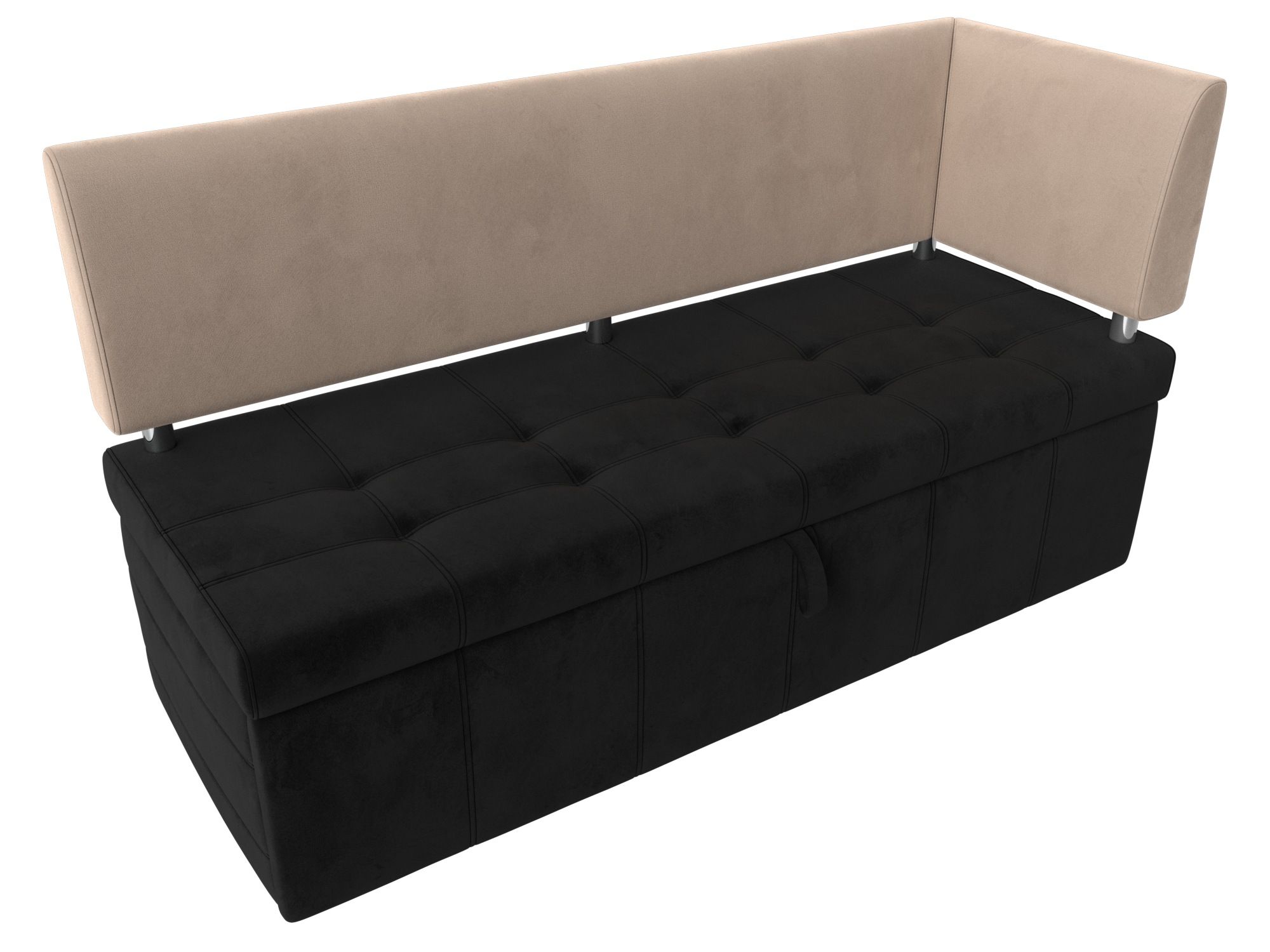 Кухонный прямой диван Стоун с углом правый (Черный\Бежевый)