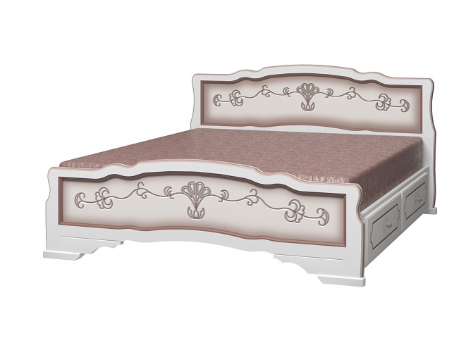 Кровать Карина-6 (140*200) с ящиками, дуб молочный